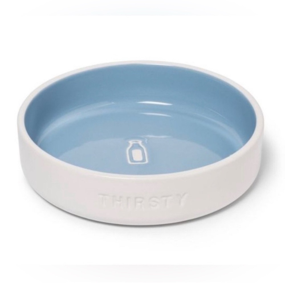 2 BOWLS BOOTS & BARKLEY Blue Cat Bowl with Milk Bottle Design stoneware so cute - Picture 2 of 3